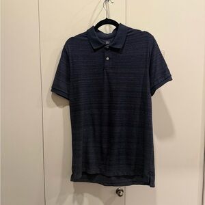 GAP Men's Dark Navy Textured Short-Sleeve Polo